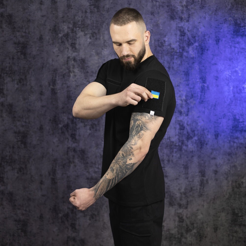 Футболка чоловіча однотонна чорна Pobedov Peremoga Військова