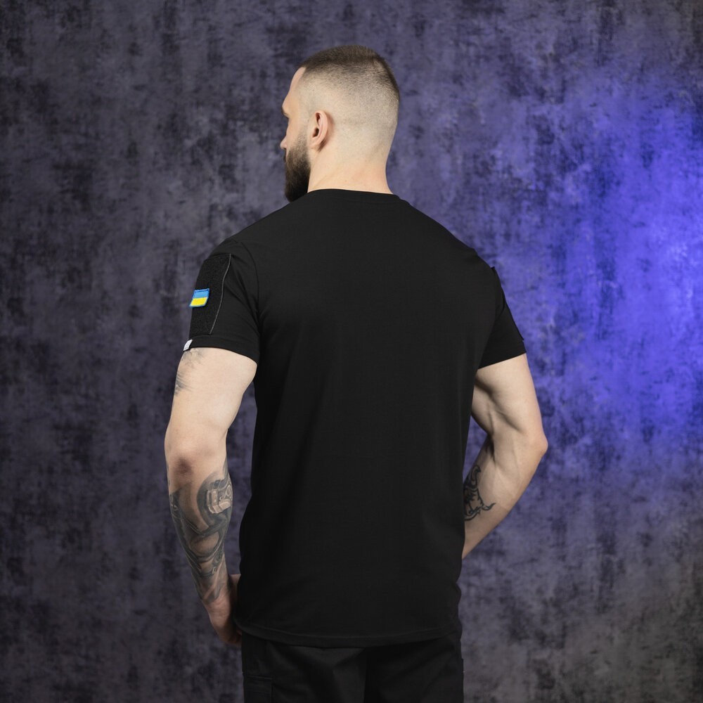 Футболка чоловіча однотонна чорна Pobedov Peremoga Військова