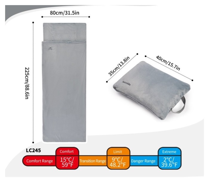 Спальний мішок - подушка Naturehike CNK2300SD022, світло-сірий