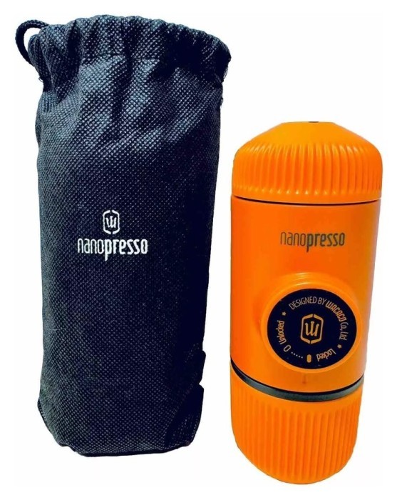 Портативна еспресо-кавоварка Wacaco Nanopresso помаранчева, механічна, для меленої кави