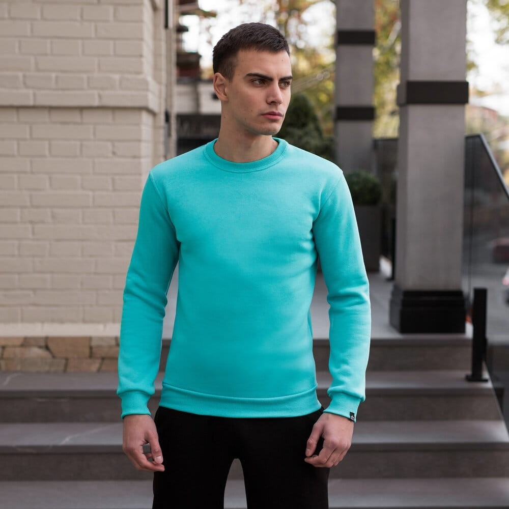 Світшот чоловічий однотонний ментоловий Pobedov 007 ЗИМА