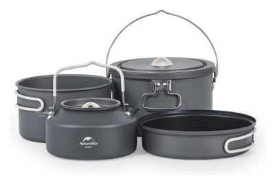 Набір посуду (каструля, казанок, сковорідка, чайник) Naturehike CNH22CJ002, алюміній