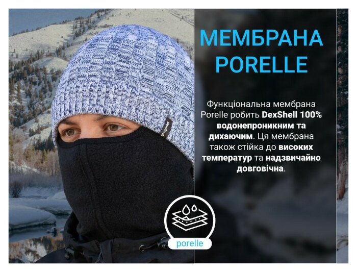 Водонепроникна шапка Dexshell Heathered Rib Knit Beanie, onesize (56-58 см), блакитний