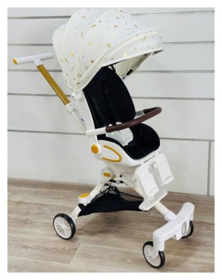 Дитяча коляска-трансформер 2in1 M2-2 Біла із золотим малюнком Maraton