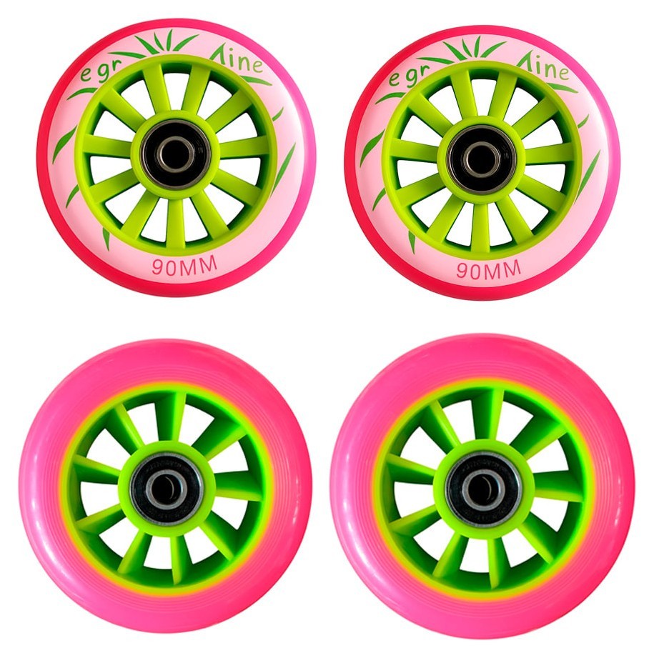 Колеса для роликів з підшипниками BAVAR SPORT 90 мм, рожеві (набір 4 шт.) (розовий)