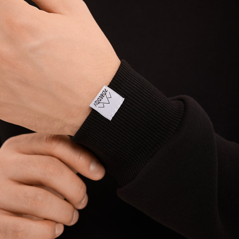 Світшот чоловічий однотонний чорний Pobedov 007 ЗИМА