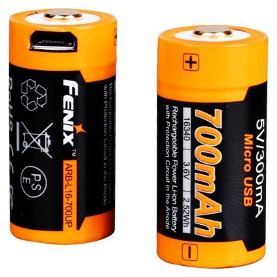 Акумулятор 16340 Fenix 700 UP mAh Li-ion micro usb зарядка
