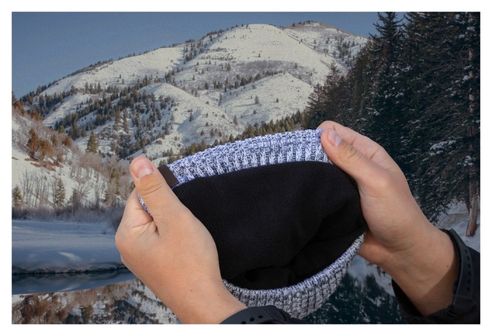 Водонепроникна шапка Dexshell Heathered Rib Knit Beanie, onesize (56-58 см), біло-сіра