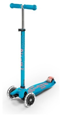 Самокат MICRO серії &quot;Maxi Deluxe LED&quot; - АКВА (до 50 kg, 3-х колісний, світло)