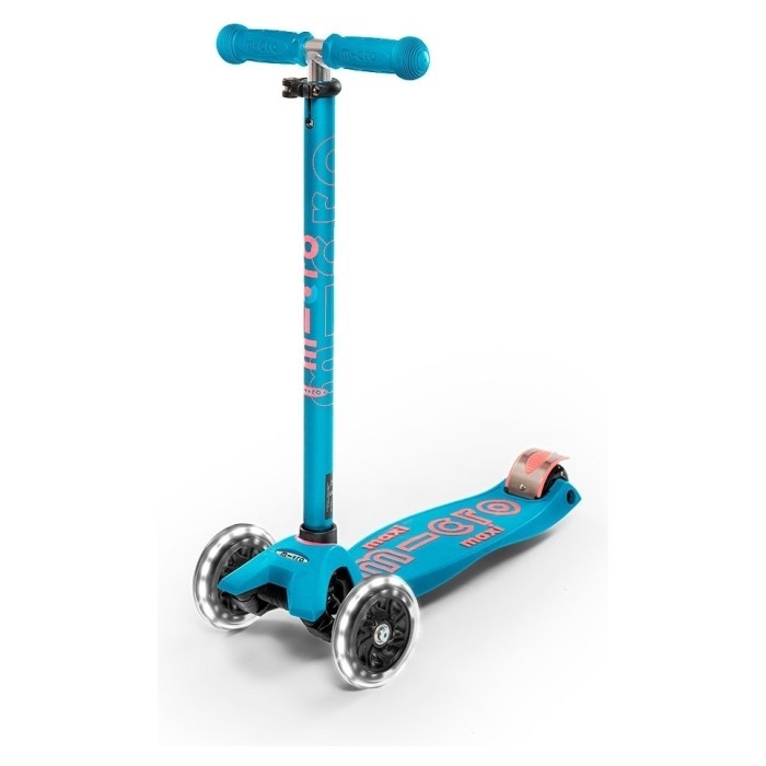 Самокат MICRO серії "Maxi Deluxe LED" - АКВА (до 50 kg, 3-х колісний, світло)