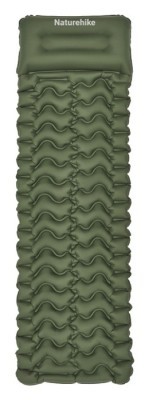 Матрац туристичний надувний одномісний  Naturehike CNK2550WS019, 200х60х6.5 см, зелений, для кемпінгу із мішком для надування