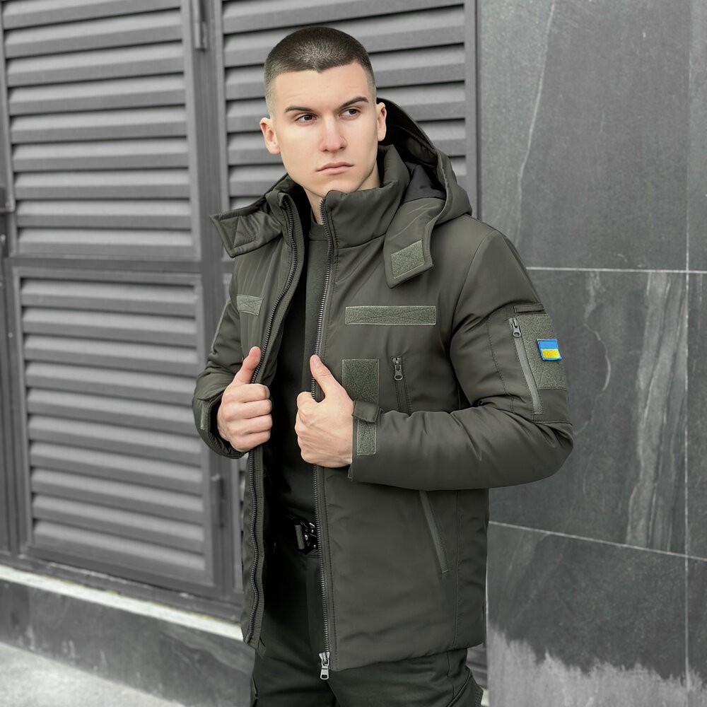 Чоловіча зимова куртка хакі з капюшоном Pobedov Winter Jacket Motive ЗИМА В2