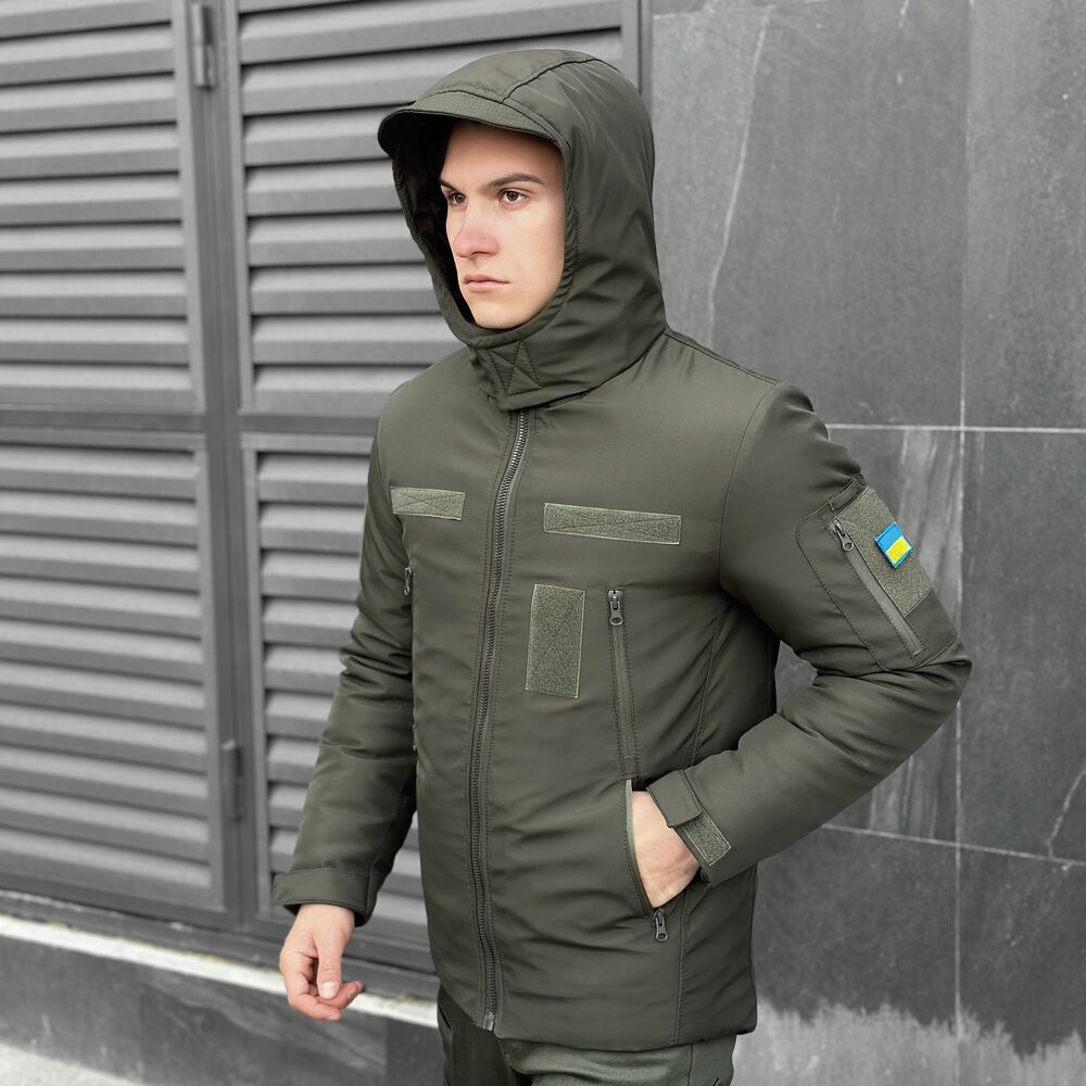 Чоловіча зимова куртка хакі з капюшоном Pobedov Winter Jacket Motive ЗИМА В2