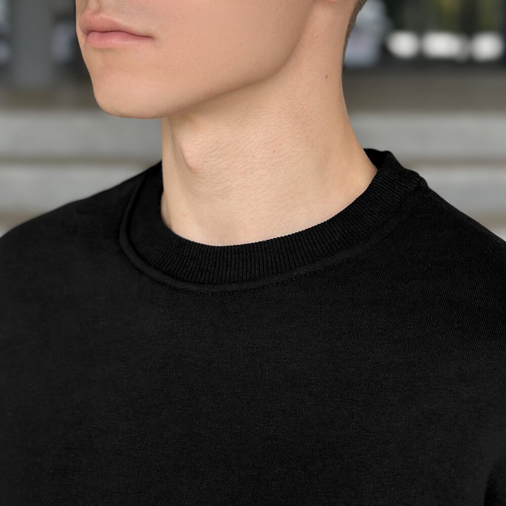 Світшот чоловічий зимовий однотонний чорний Pobedov Apex