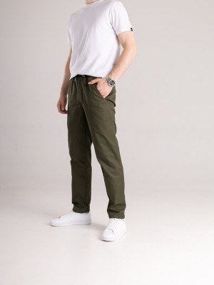 Котонові штани чоловічі весняні осінні хакі з кишенями Pobedov Step