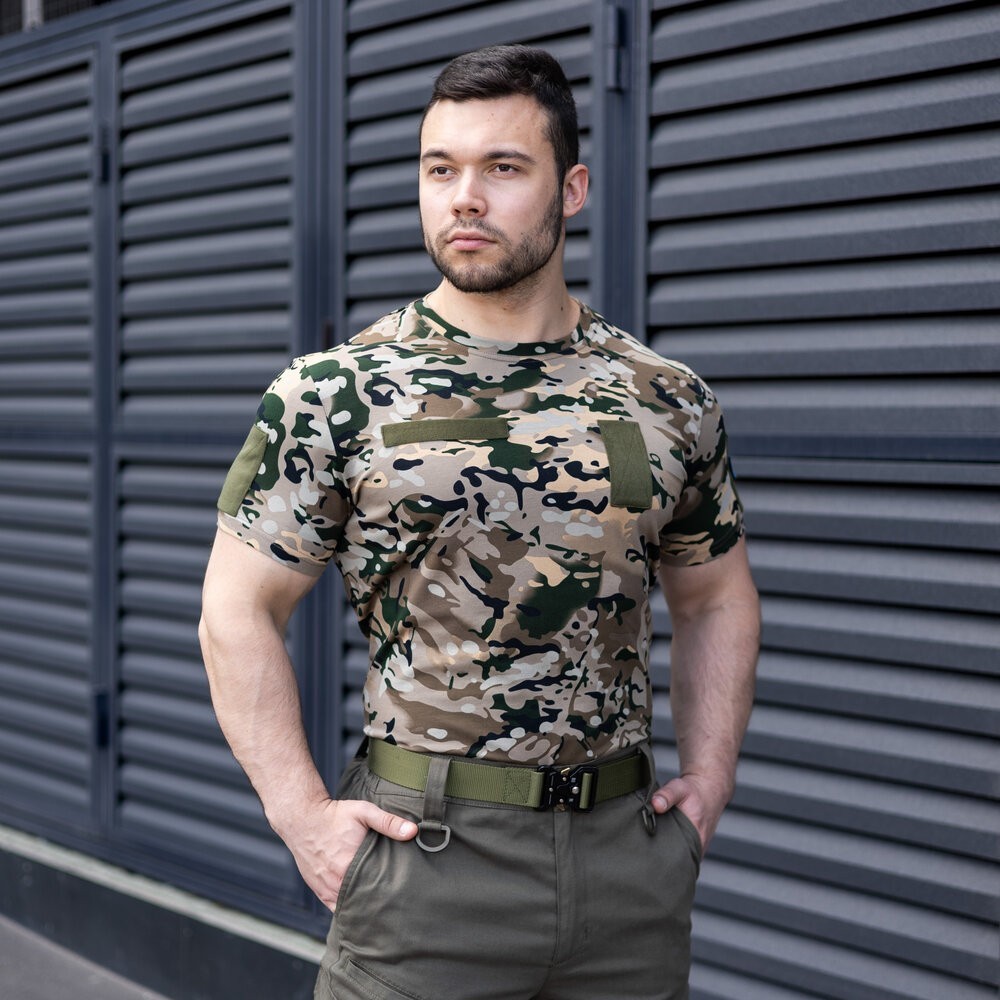 Футболка чоловіча однотонна Мультикам Pobedov Peremoga Військова