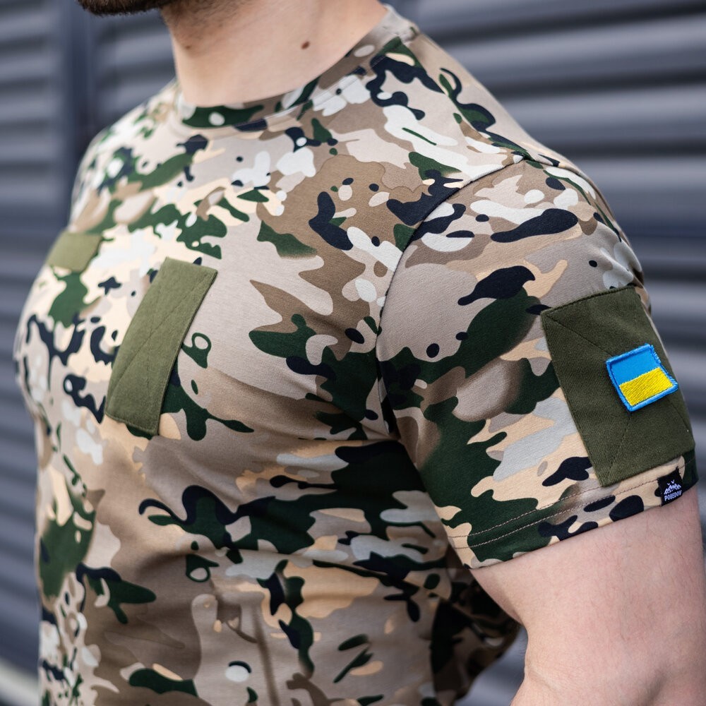 Футболка чоловіча однотонна Мультикам Pobedov Peremoga Військова