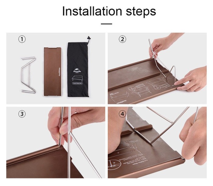 Стіл розкладний алюмінієвий для пікніку Naturehike NH17Z001-L, 34х25 см, сірий