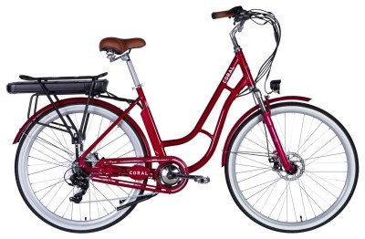 Велосипед уцінений з електроприводом 28" AL Dorozhnik eCORAL DD FR рама-19" 48B 17.5А*г 500Вт рубіновий 2026