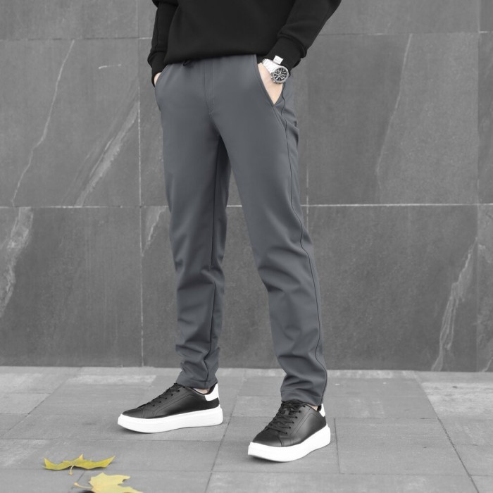 Штани із софтшелу для чоловіків весняні осінні сірі Pobedov Point