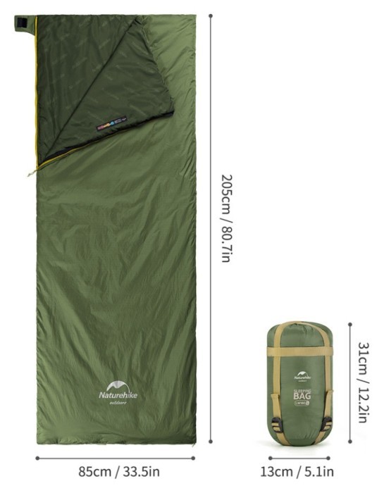 Спальний мішок Naturehike LW180 Mini NH21MSD04, лівий, XL, темно-зелений