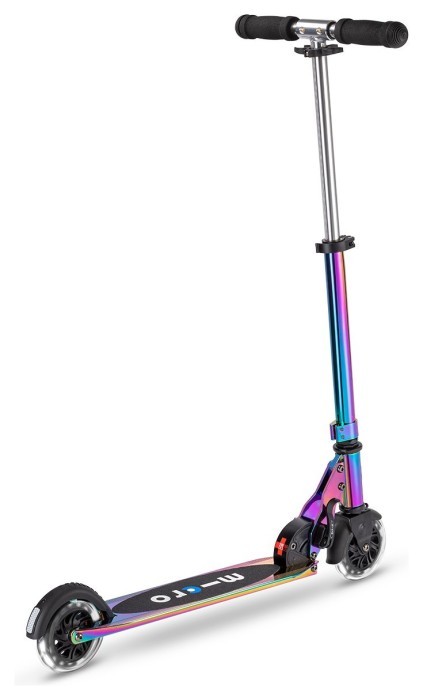 Самокат MICRO серії "Sprite LED" – НЕОХРОМ (до 100  кг (kg), двоколісний, світло)