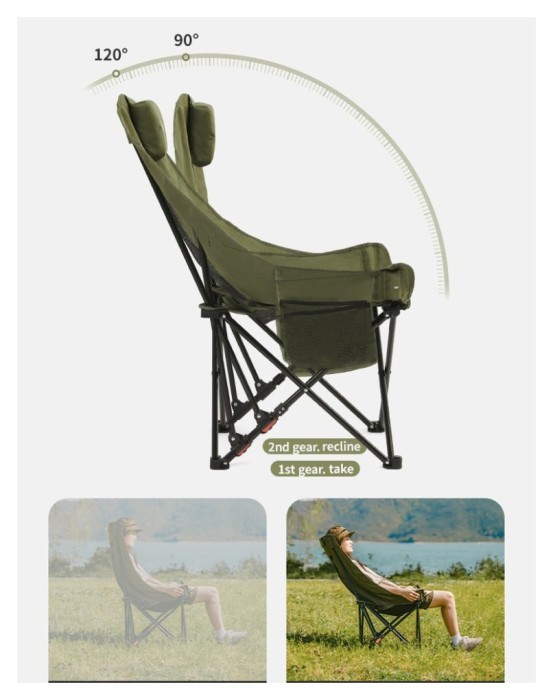 Стілець складаний Naturehike Sea Star 002 CNK2550JJ019, вуглецева сталь, олива