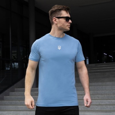 Футболка Pobedov Peremoga - Герб біла вишивка Темно-блакитний S TSfu2 043Sdbl