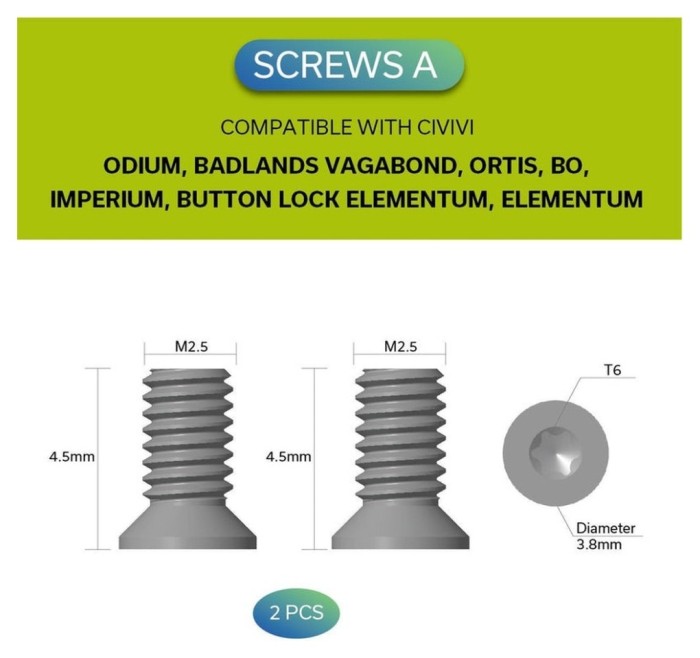 Набір чорних сталевих гвинтів для кліпс Civivi CA-12B