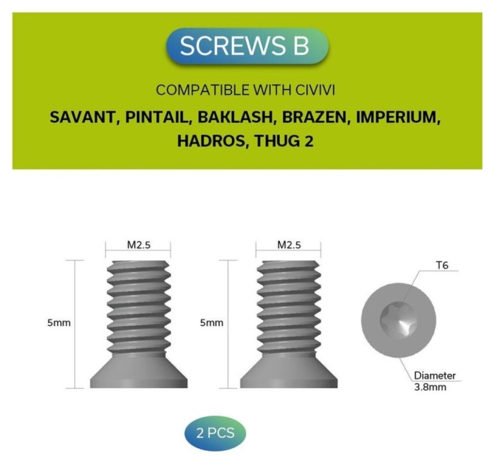 Набір чорних сталевих гвинтів для кліпс Civivi CA-12B