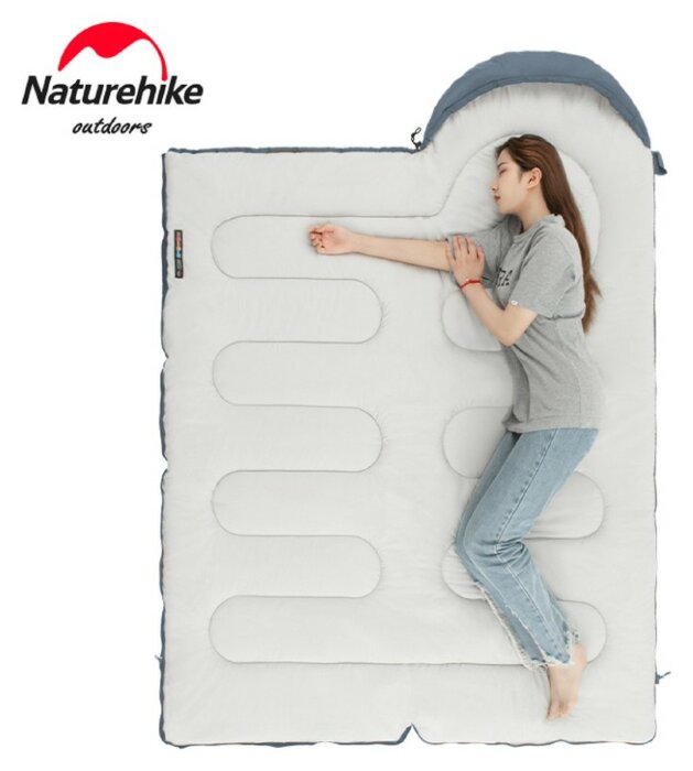 Спальник з капюшоном та закругленим дном Naturehike Y150 NH21MSD08 лівий, темно-блакитний