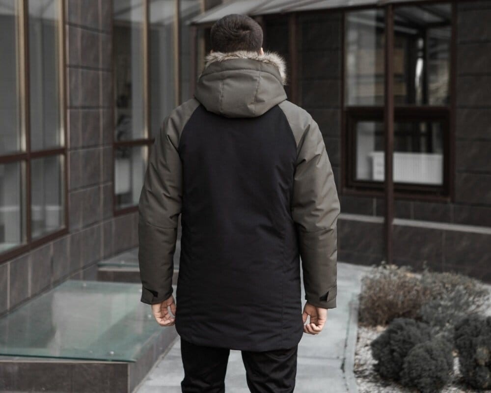 Парка чоловіча зимова середня на котоні з капюшоном Pobedov seniora udacha