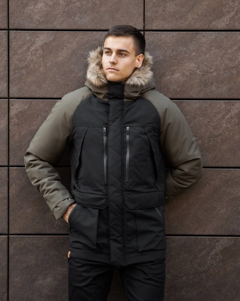Парка чоловіча зимова середня на котоні з капюшоном Pobedov seniora udacha