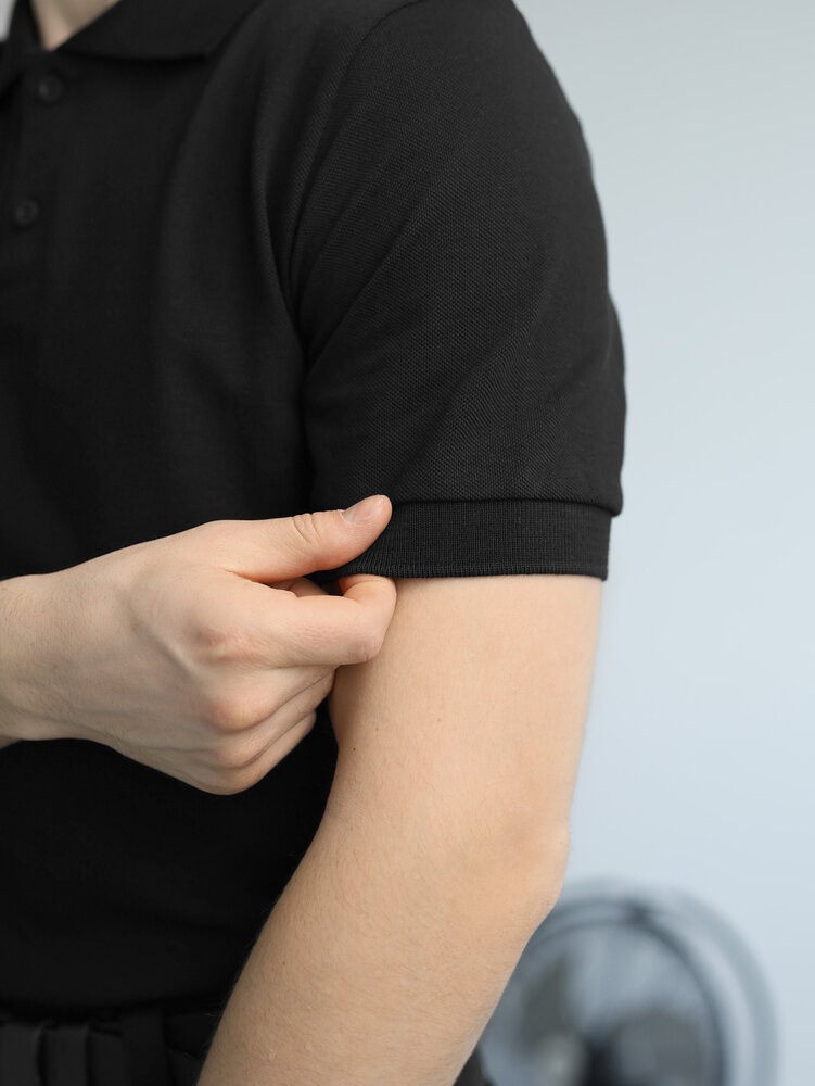 Чорна футболка поло весняна. Легке літнє чоловіче чорне поло Pobedov Royal Batal