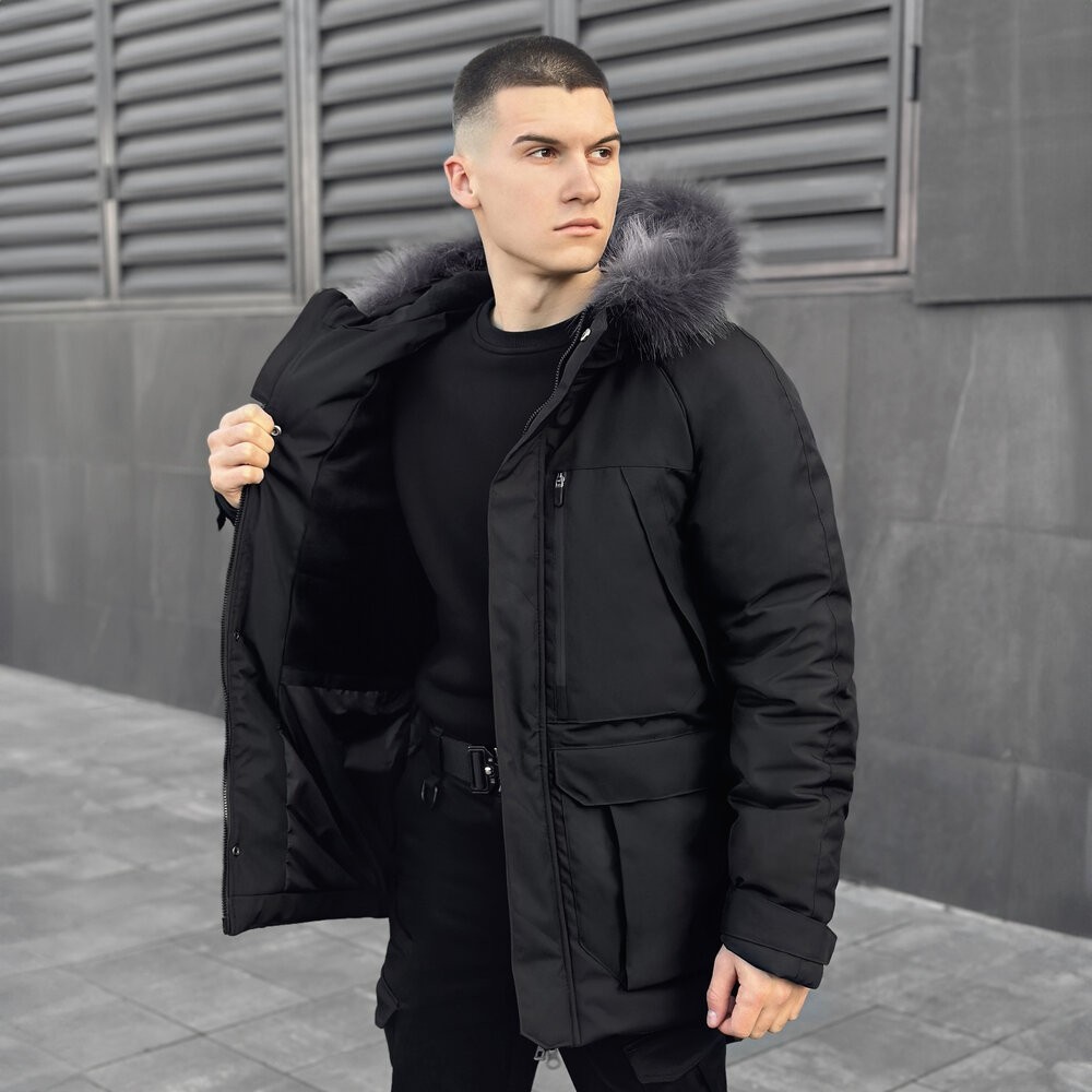 Парка чоловіча зимова з капюшоном Pobedov Seniora Udacha Gray