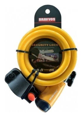 Замок BRAVVOS LOC-065-110 на ключі зі сталевим тросом 12mmX1500mm помаранчевий