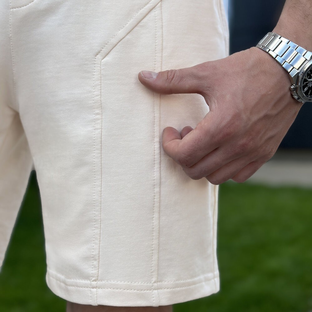 Літній комлект для чоловіків світлий бежевий шорти та футболка Pobedov Barel