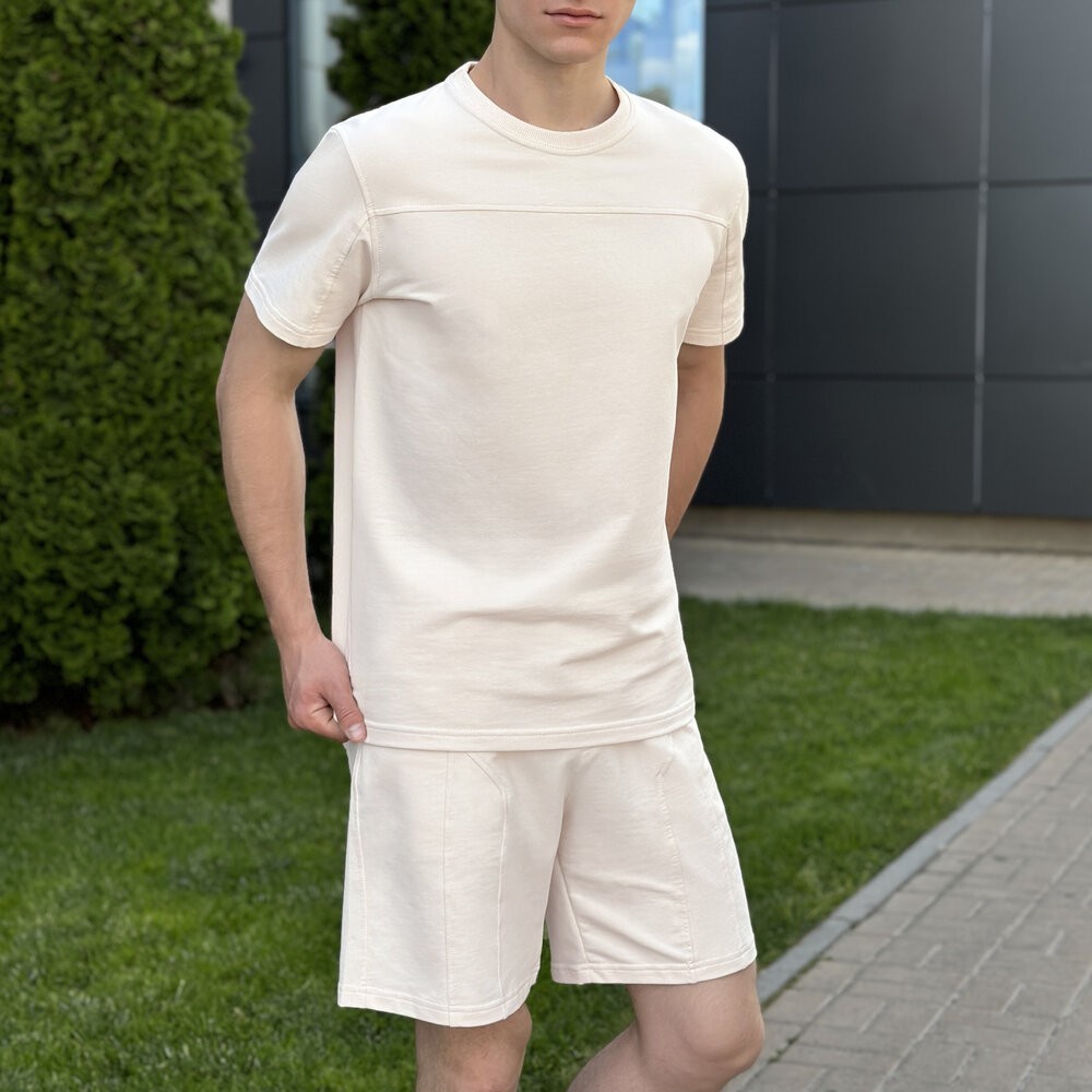 Літній комлект для чоловіків світлий бежевий шорти та футболка Pobedov Barel