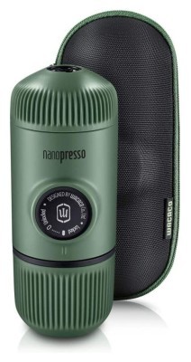 Портативна еспресо-кавоварка Wacaco Nanopresso зелена з чохлом, механічна, для меленої кави
