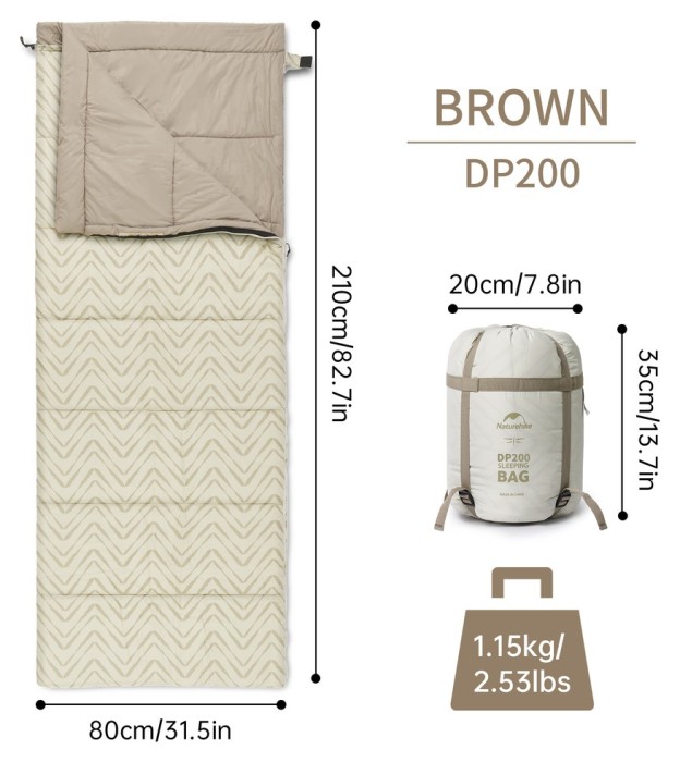Спальний мішок Naturehike DP200 CNK2300SD012, бежевий