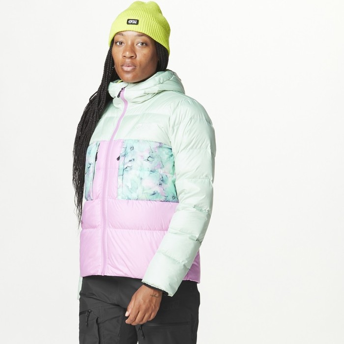 Picture Organic пухова куртка Hi Puff Down W 2025 silt green-orchid-blurry water print L
