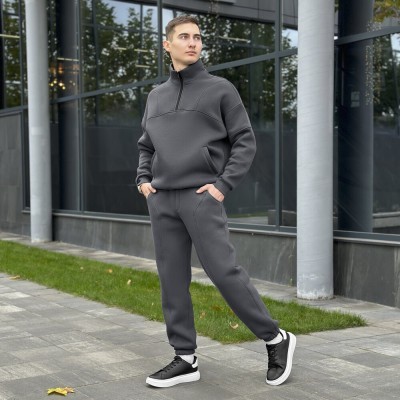 Комплект штани та кофта Pobedov Grand ЗИМА. Темно-сірий спортивний костюм