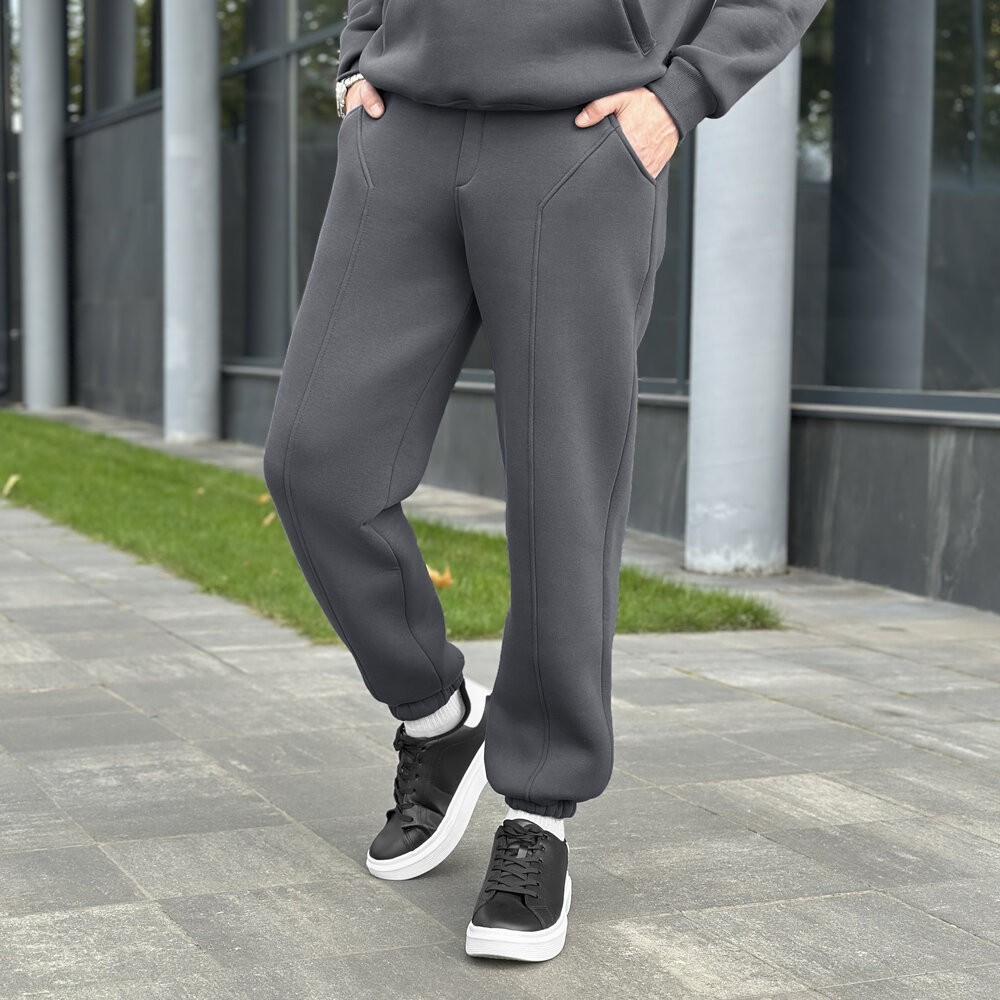 Комплект штани та кофта Pobedov Grand ЗИМА. Темно-сірий спортивний костюм