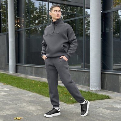 Комплект штани та кофта Pobedov Grand ЗИМА. Темно-сірий спортивний костюм