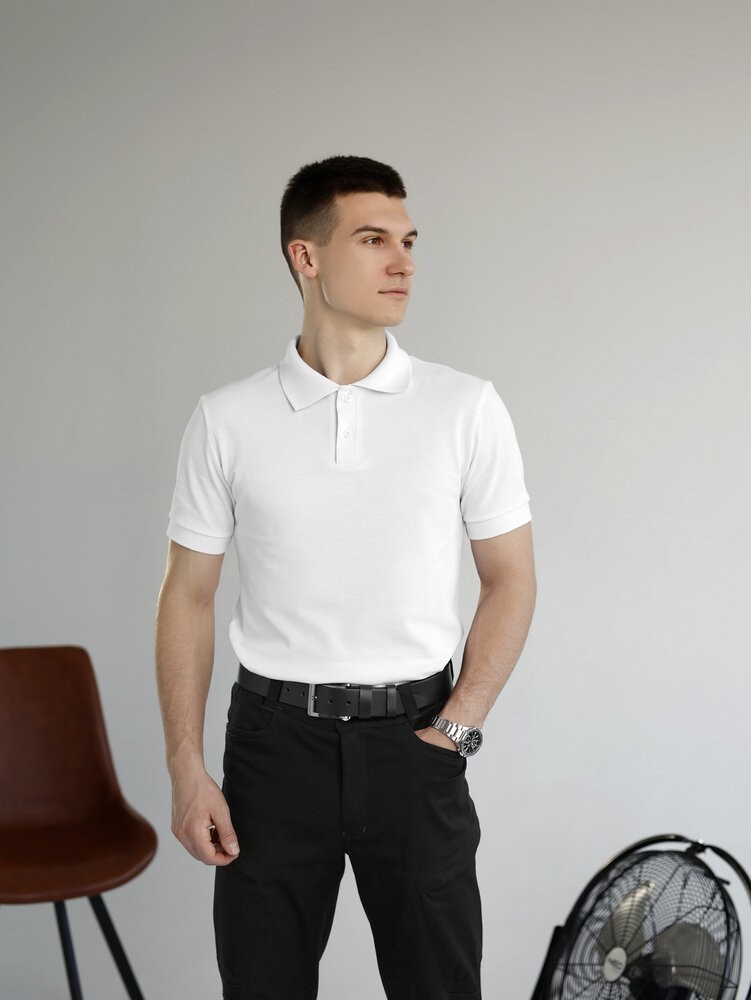 Біле базове чоловіче поло веса/літо Pobedov Royal Batal