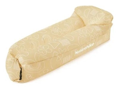 Матрац, ламзак надувний Naturehike NH20FCD06, 180х70х52 см, бежевий з принтом, має чохол-рюкзак