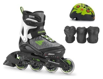 Комплект дитячий (роликові коньки, шолом, захист) Rollerblade CUBE 29-32 (185-210мм) Black/green (07848200 T83)