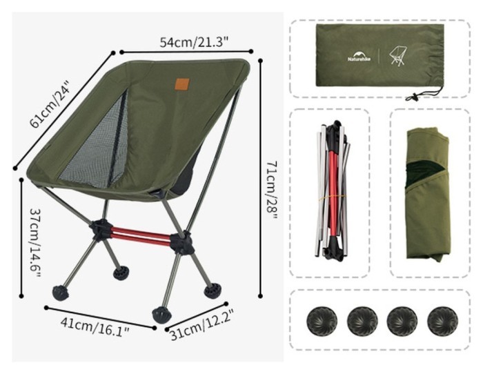 Стілець складаний ультралегкий Naturehike Stellaluna L01 CNK2350JJ017, алюміній, оливковий