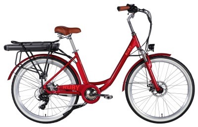 Велосипед з електроприводом 26" AL Dorozhnik eRUBY DD FR рама-17" 48B 15А*г 500Вт бордовий 2026
