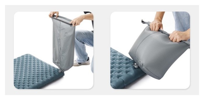 Матрац туристичний надувний одномісний Naturehike CNH22DZ018, надлегкий, 183х58х7 см, сірий, для туризму із мішком для надування